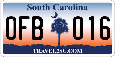 SC license plate OFB016