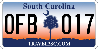 SC license plate OFB017