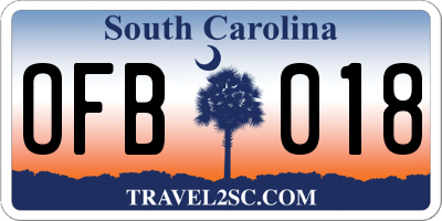 SC license plate OFB018