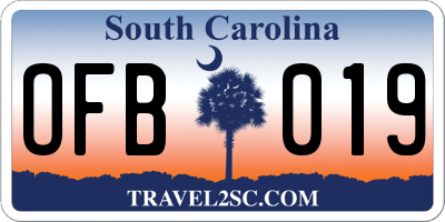 SC license plate OFB019