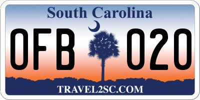 SC license plate OFB020