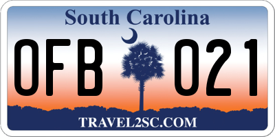 SC license plate OFB021
