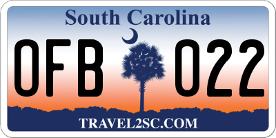 SC license plate OFB022