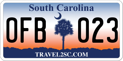 SC license plate OFB023