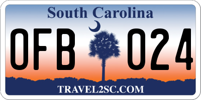 SC license plate OFB024