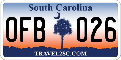 SC license plate OFB026