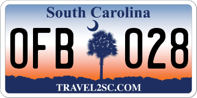 SC license plate OFB028