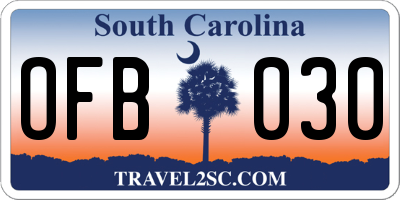 SC license plate OFB030