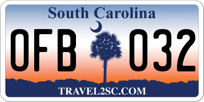 SC license plate OFB032
