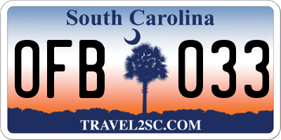 SC license plate OFB033