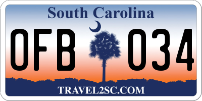 SC license plate OFB034