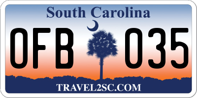 SC license plate OFB035