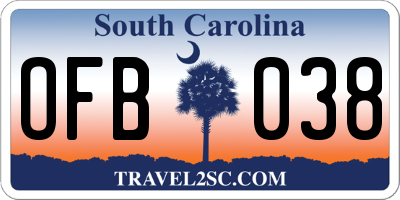 SC license plate OFB038
