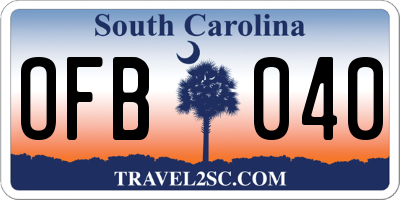 SC license plate OFB040