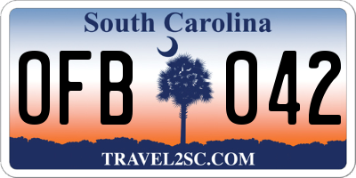 SC license plate OFB042