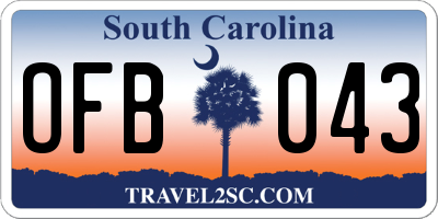 SC license plate OFB043