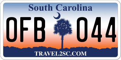 SC license plate OFB044