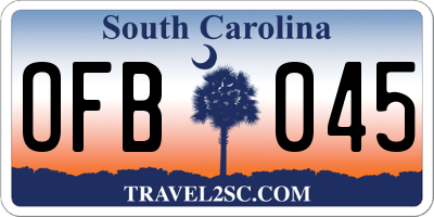 SC license plate OFB045