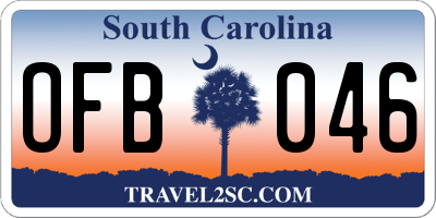 SC license plate OFB046