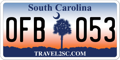 SC license plate OFB053