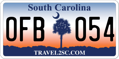 SC license plate OFB054