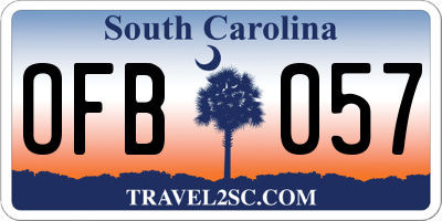 SC license plate OFB057