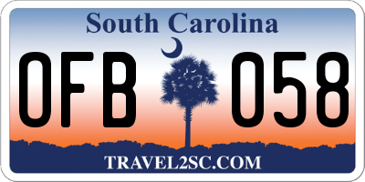 SC license plate OFB058