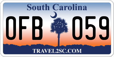 SC license plate OFB059