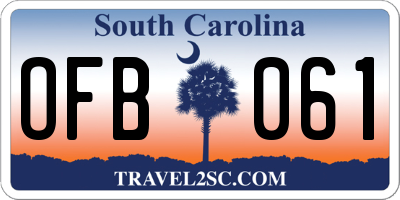 SC license plate OFB061