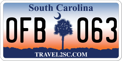 SC license plate OFB063