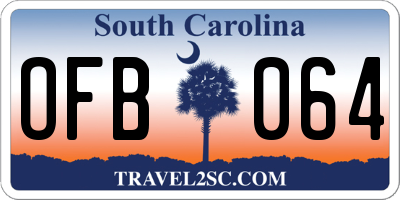 SC license plate OFB064