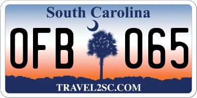 SC license plate OFB065