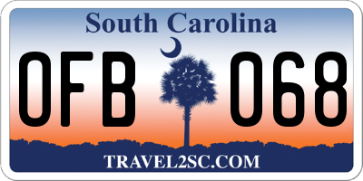 SC license plate OFB068