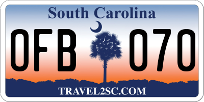 SC license plate OFB070