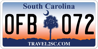 SC license plate OFB072