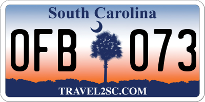 SC license plate OFB073