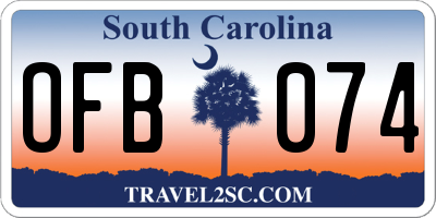 SC license plate OFB074