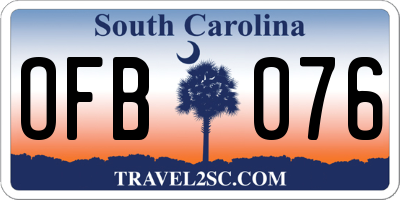 SC license plate OFB076