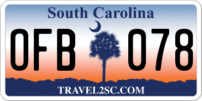 SC license plate OFB078