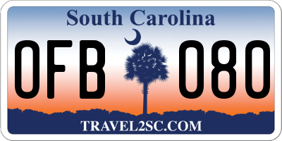 SC license plate OFB080