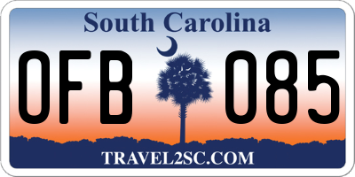 SC license plate OFB085