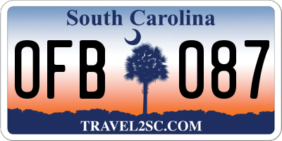 SC license plate OFB087