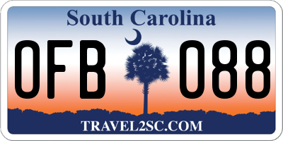 SC license plate OFB088