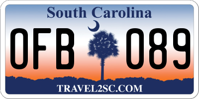 SC license plate OFB089