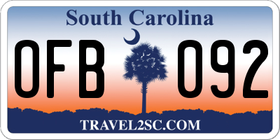SC license plate OFB092