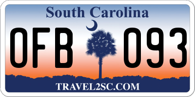 SC license plate OFB093