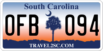 SC license plate OFB094