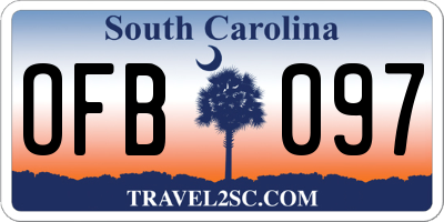 SC license plate OFB097