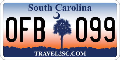 SC license plate OFB099