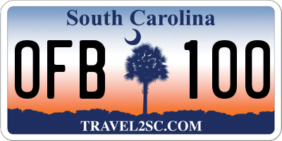 SC license plate OFB100